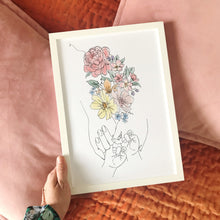 Pinky Promise Flowers Family Print ( with colour option )