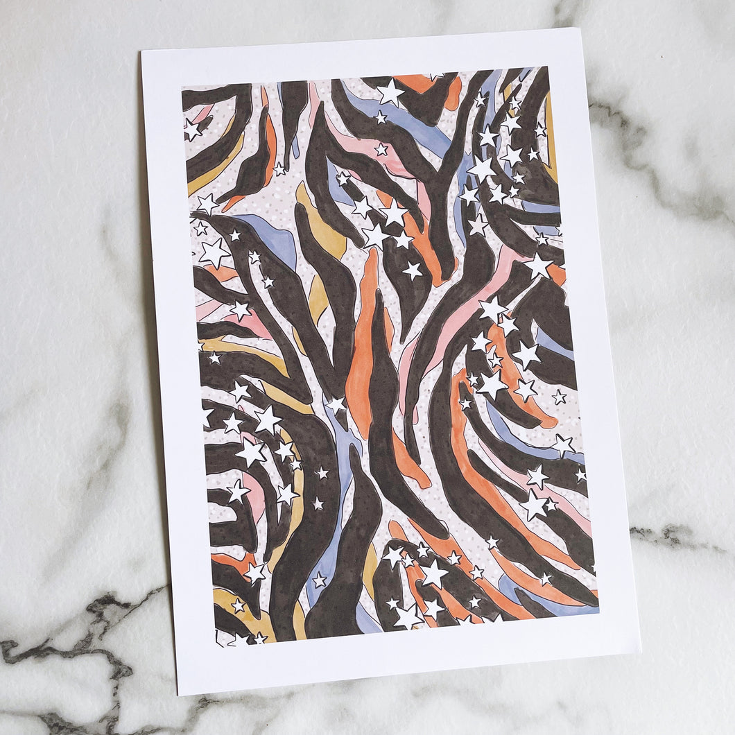 A4 Animal print with stars all over print