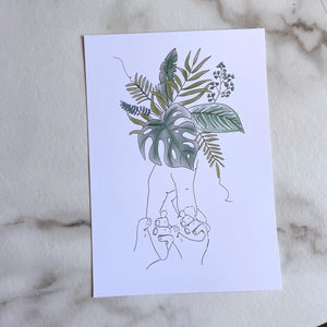 A5 Father and 2 Children Leaf print
