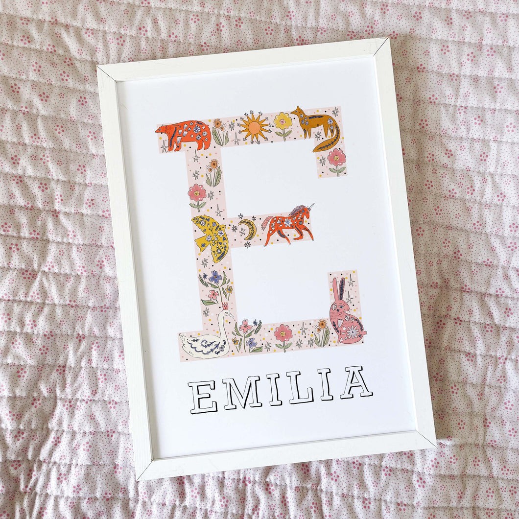 Personalised Blush Fairytale Theme Letter Print