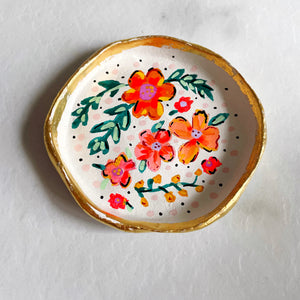 Hand Made Trinket Dish (Orange Floral)