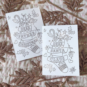 Dear Father Christmas/Santa Colouring in Cards