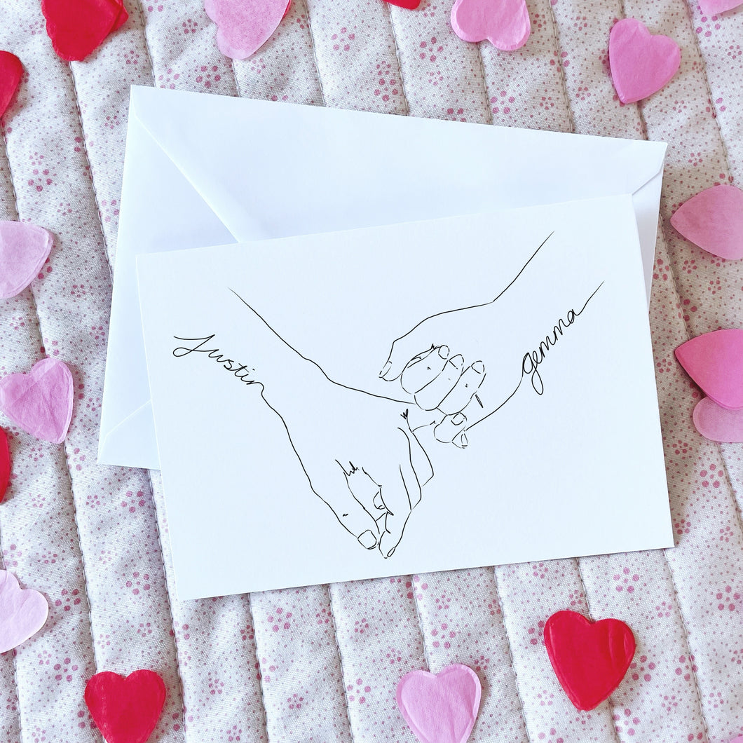 Couples Personalised Hands Card Landscape
