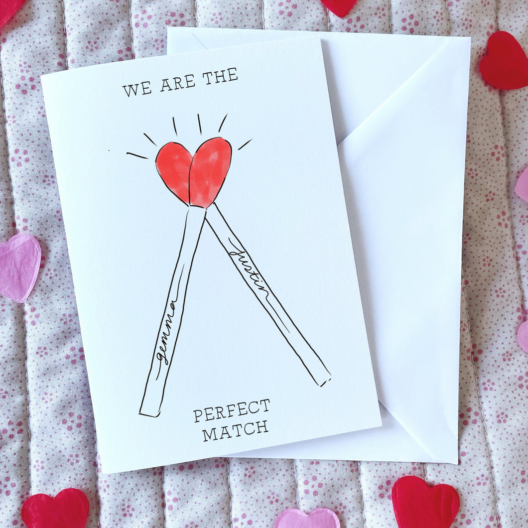 The Perfect Match Personalised Hands Card