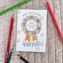 Personalised colouring in Teacher cards