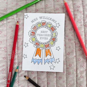 Personalised colouring in Teacher cards