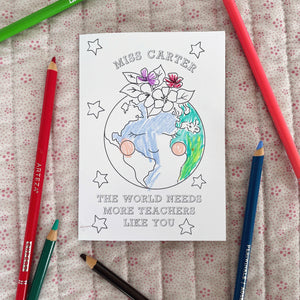 Personalised colouring in Teacher cards