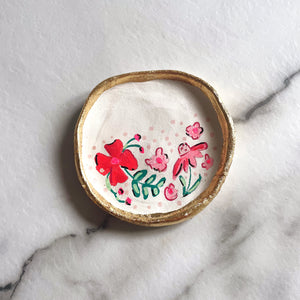 Personalised Pink Floral Daisy Trinket Dish