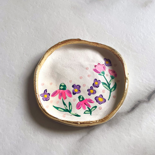 Personalised Pink/Green Daisy Trinket Dish