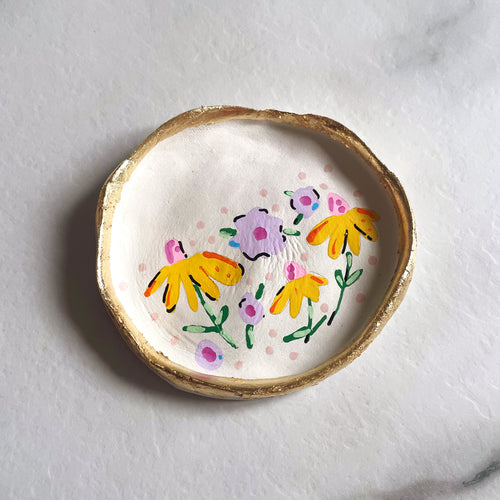 Personalised Yellow/Lilac Floral Trinket Dish