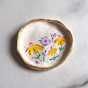 Personalised Yellow/Lilac Floral Trinket Dish