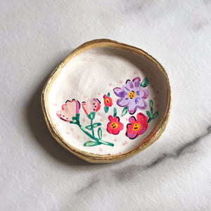 Personalised Pale pink Floral Trinket Dish