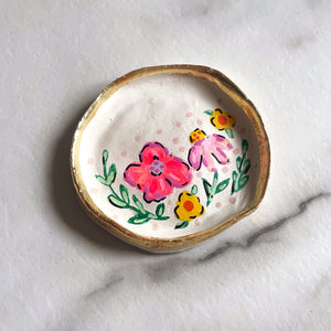 Personalised Bright Pink Floral Trinket Dish