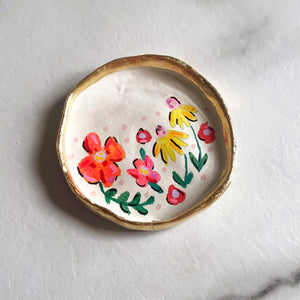 Personalised Large Orange Flower & Daisy Trinket Dish