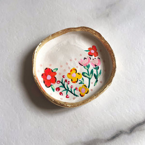 Personalised Ditsy prink/orange Flower Trinket Dish