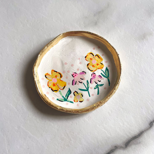 Personalised Yellow Flower Trinket Dish