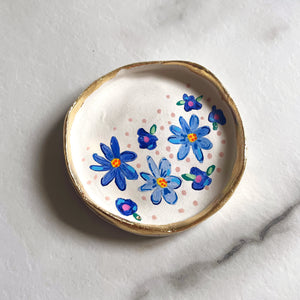 Personalised Blue Floral Trinket Dish