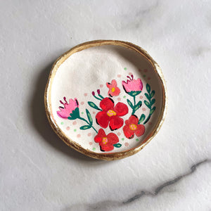 Personalised Red/Prink Floral Trinket Dish