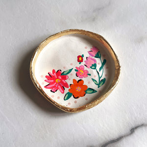 Personalised Orange/Pink Floral Trinket Dish