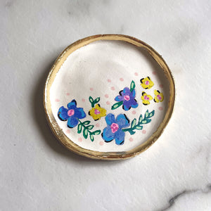 Personalised Blue/Yellow Floral Trinket Dish