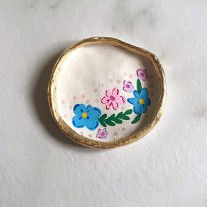 Personalised Blue and lilac Flower Trinket Dish