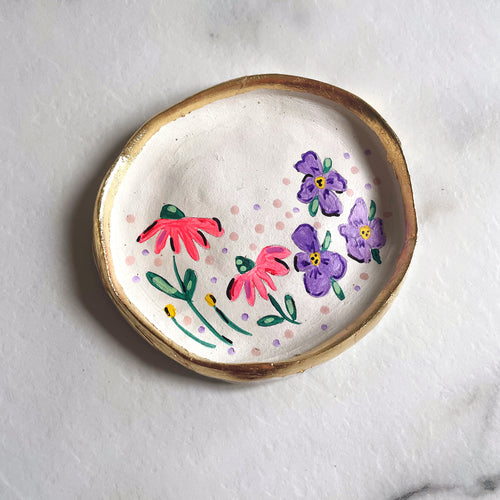 Personalised Pink and Purple Floral Trinket Dish