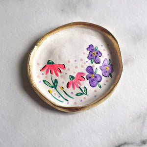 Personalised Pink and Purple Floral Trinket Dish