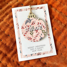 NEW  of 3 Personalised Wooden Bauble Decoration Christmas Card
