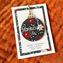NEW Set of 4 Personalised Wooden Bauble Decoration Christmas Card