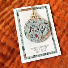NEW  of 3 Personalised Wooden Bauble Decoration Christmas Card