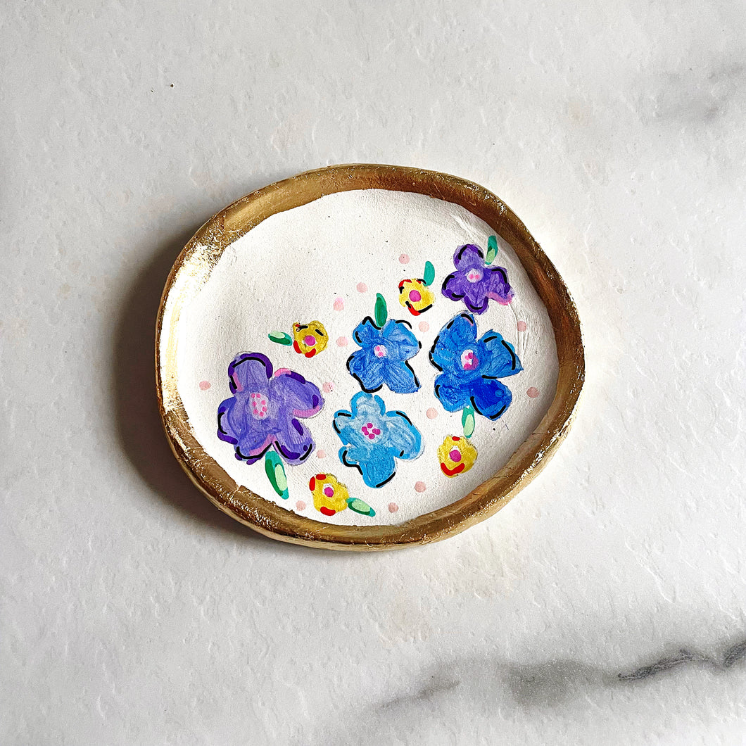 Personalised Blue/Lilac Floral Trinket Dish