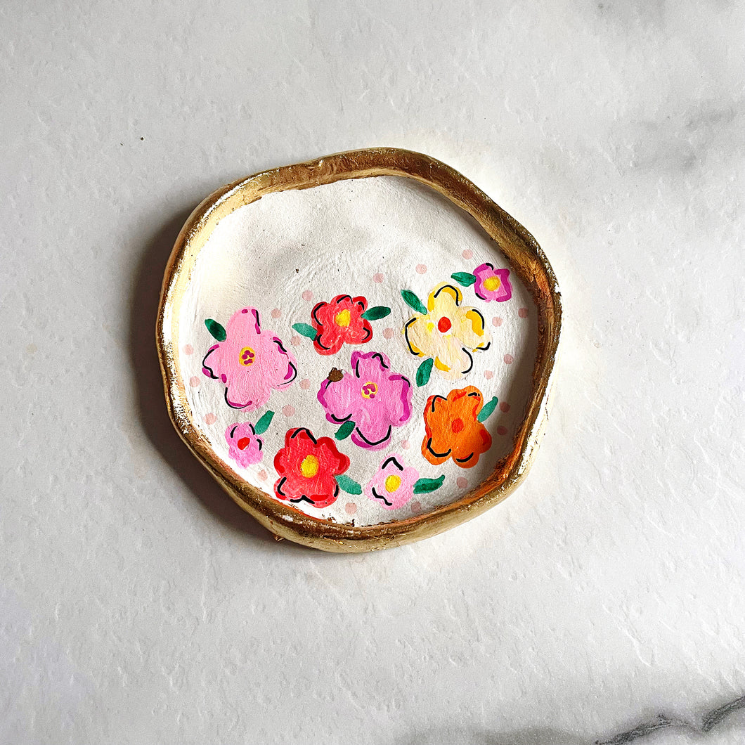 Personalised Pink/orange Floral Trinket Dish