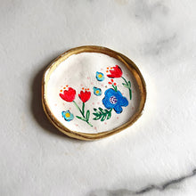 Personalised Red and Blue Floral Trinket Dish