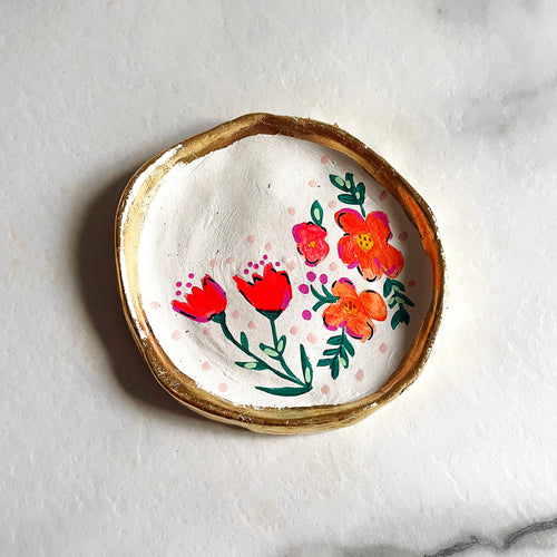 Personalised Red/Orange Daisy Trinket Dish