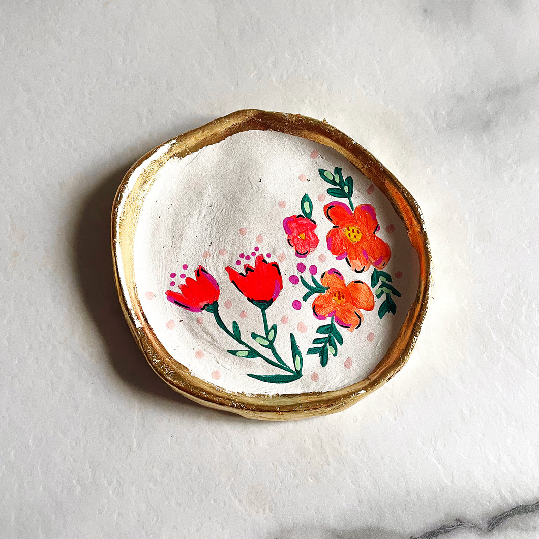Personalised Red/Orange Daisy Trinket Dish
