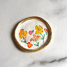 Personalised Yellow Flower & Orange Daisy  Trinket Dish