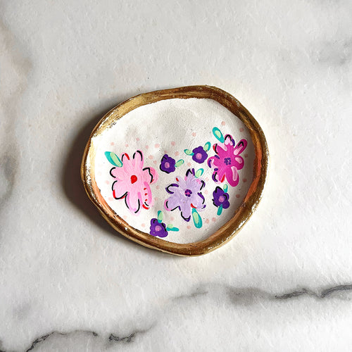 Personalised Pink/purple Floral Trinket Dish