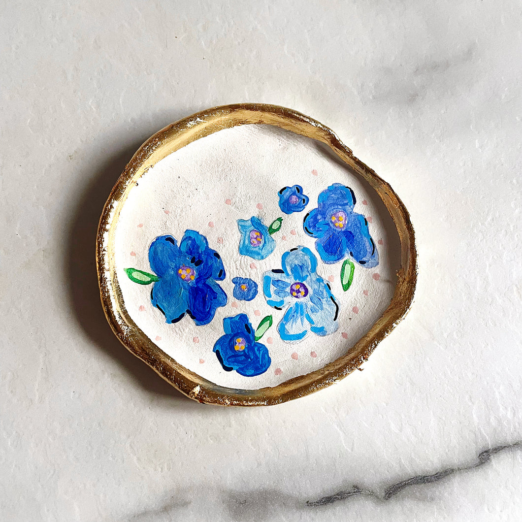 Personalised Blue Floral Trinket Dish