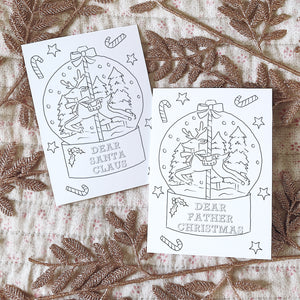 NEW Dear Father Christmas/Santa Snow Globe Colouring in Cards