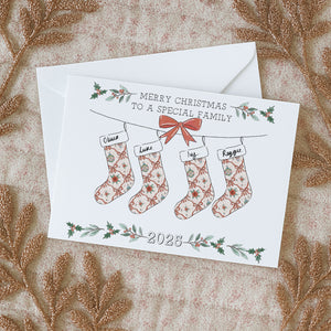 Personalised Family Stocking Christmas Card (MORE PATTERNS)