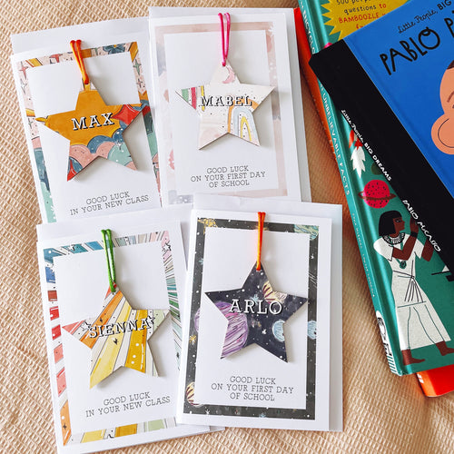 Personalised Back to School Wooden Star Decoration cards
