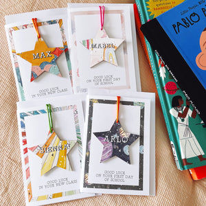 Personalised Back to School Wooden Star Decoration cards