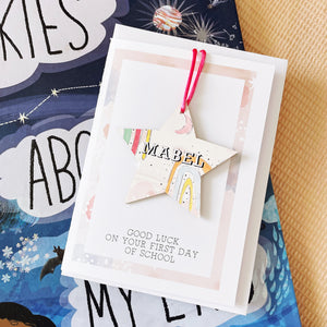 Personalised Back to School Wooden Star Decoration cards