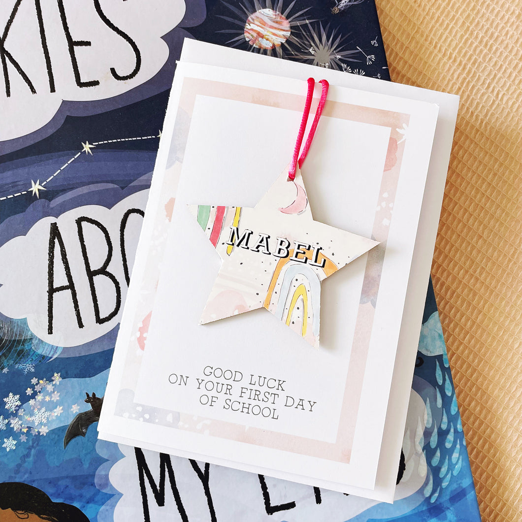 Personalised Back to School Wooden Star Decoration cards