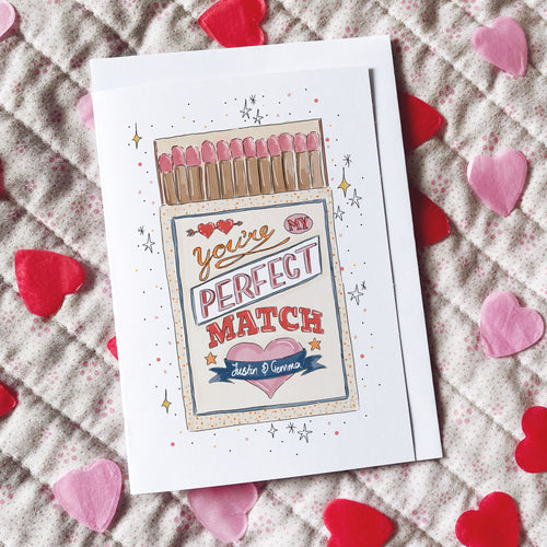 We Are the Perfect Match Personalised card