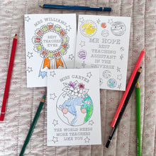 Personalised colouring in Teacher cards