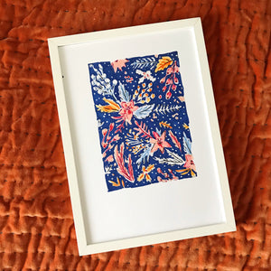 Orignal Blue Floral Pattern Illustration