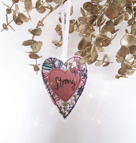 Hanging Strong Heart Girl Friday Embroidery Collaboration