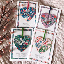 Single Christmas Wooden Heart Decoration Cards