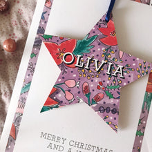 SET OF 2 Personalised Star Wooden Decoration Christmas Card